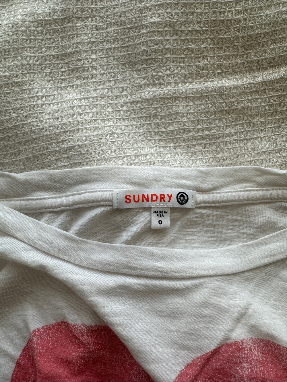Sundry White Tee with Red Heart Graphic - Picture 2 of 3